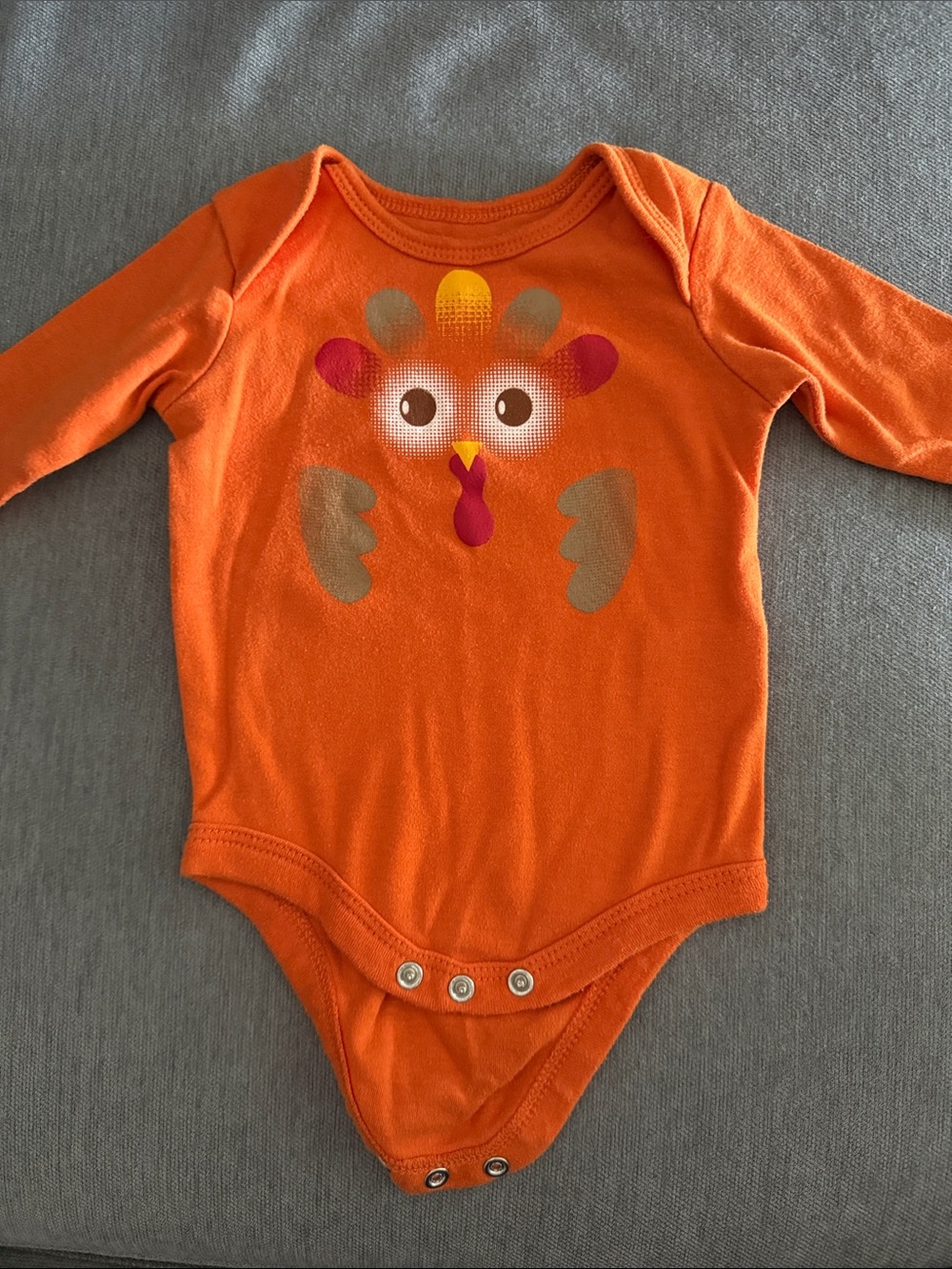 Faded Glory Orange Baby One-Piece with Turkey Graphic